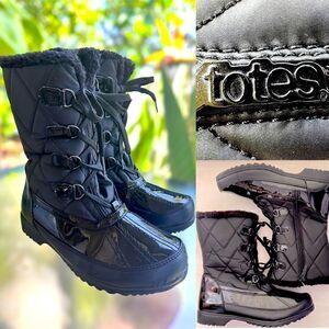 TOTES➕Quilted Fur Lined Water-Resistant Snow Rain Winter Boots Size 6